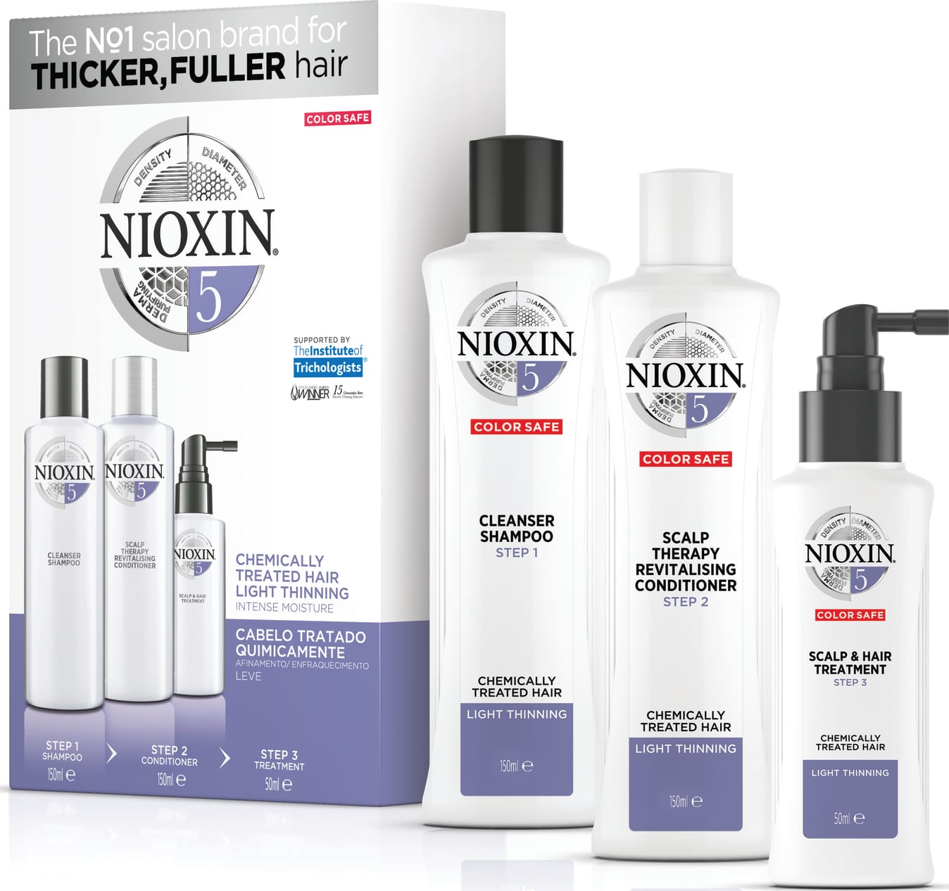 Nioxin Sistema 5 - Kit de Tratamento Trial - Pequeno (3 produtos)